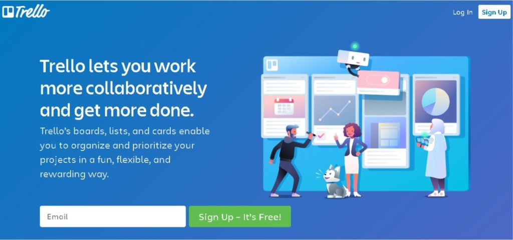 screenshot of trello's sign up page
