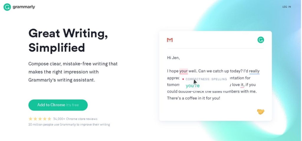 screenshot of grammarly's sign up page